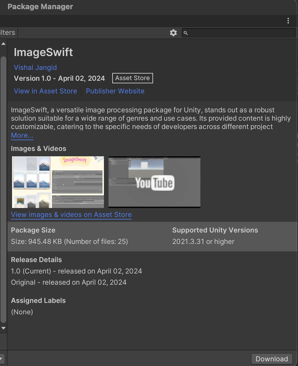 ImageSwift - Packager Manager - Download and Import