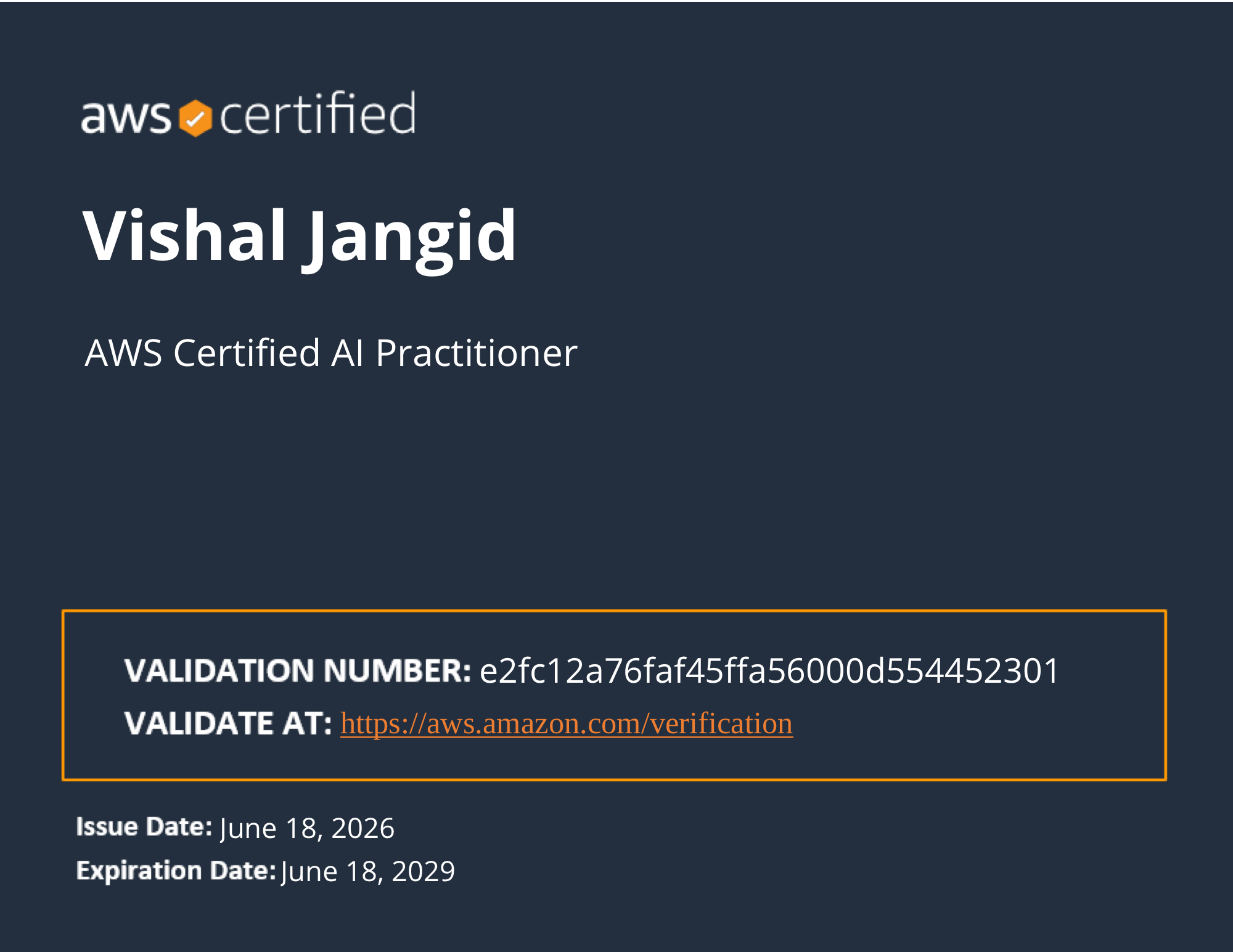 AWS Certified AI Practitioner certificate